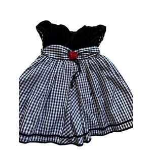 VTG Thomas Black/White Check Velvet Dressy Dress 
3T